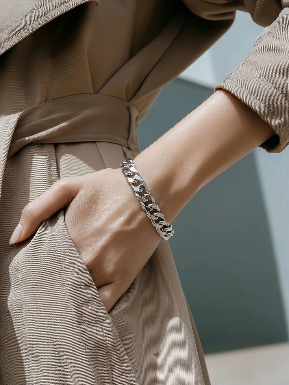 7mm Stainless Steel Cuban Link Bracelet Adjustable Chain Silver Unisex Minimal